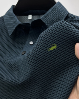 Men’s Embroidery Brand High Quality Knitted Ice Cool Polo Shirt Summer Casual Polo Collar Rib Breathable Top Short Sleeve T-shir